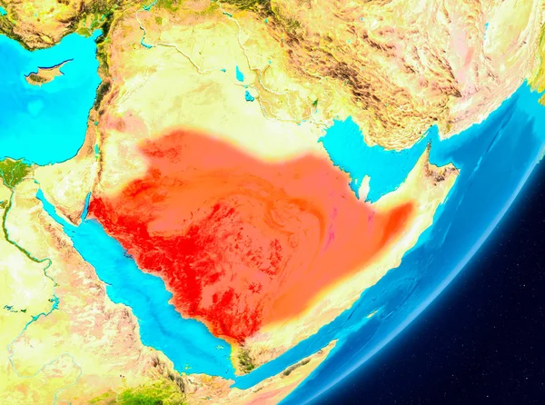 Suudi Arabistan görünümünde kırmızı yörünge