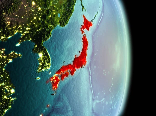 Japón en la mañana desde la órbita — Foto de Stock