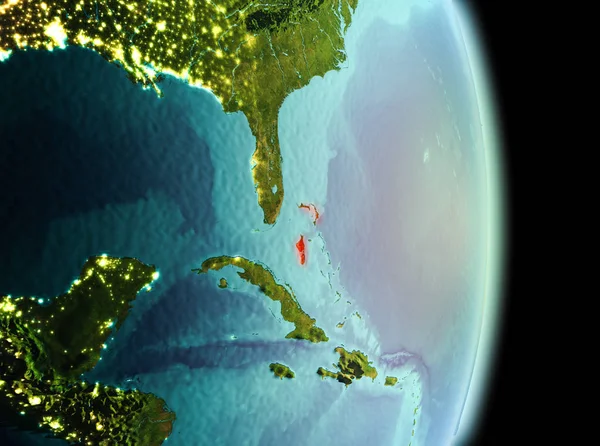 Багамские острова утром с орбиты — стоковое фото