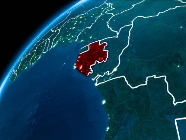 Gabon Haritası geceleri