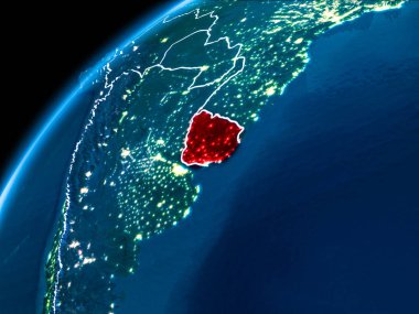 Uruguay Haritası geceleri