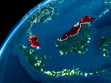 Malezya Haritası geceleri