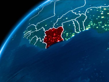 Fildişi Sahili Haritası geceleri