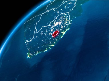 Lesoto Haritası geceleri