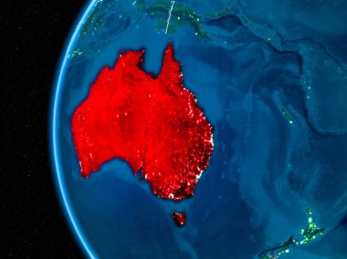 Avustralya gece yeryüzünde