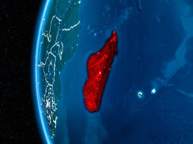 Madagaskar gece yeryüzünde