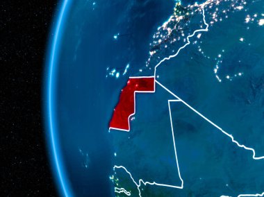 Batı Sahra gece yeryüzünde