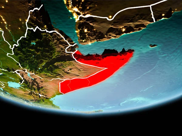 Somalia in red in the evening