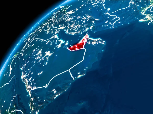 Map of United Arab Emirates at night