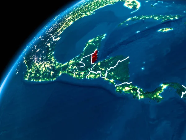 Belize térkép éjjel — Stock Fotó