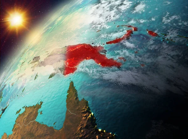 Papua Yeni Gine Planet Earth günbatımı