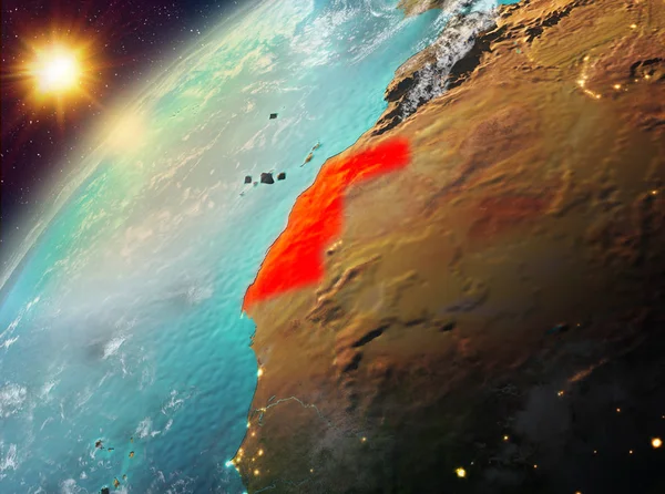 Planet Earth günbatımı Batı Sahra