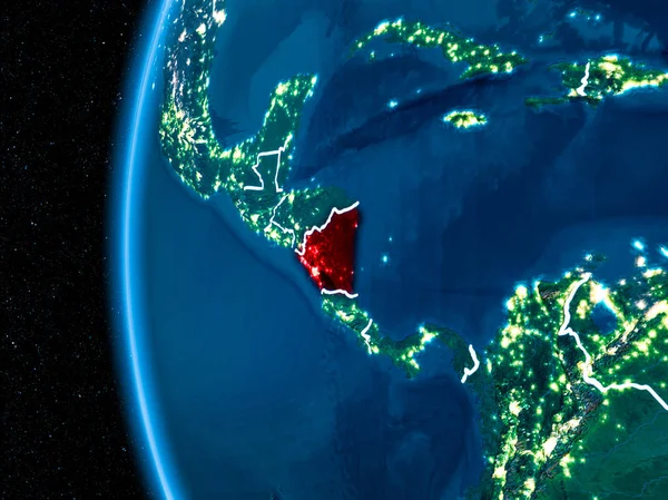 Nicaragua on Earth at night