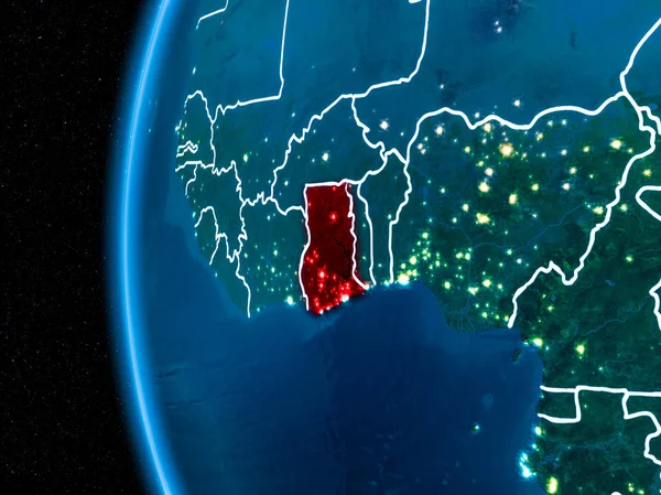 Ghana on Earth at night