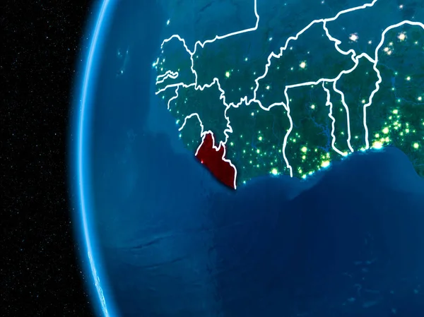 Liberia on Earth at night