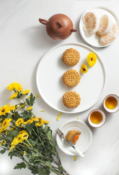 Połowy jesieni mooncakes chiński Festiwal — Zdjęcie stockowe