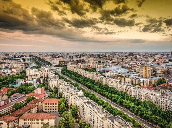 Bucareste centro da cidade vista aérea — Fotografia de Stock