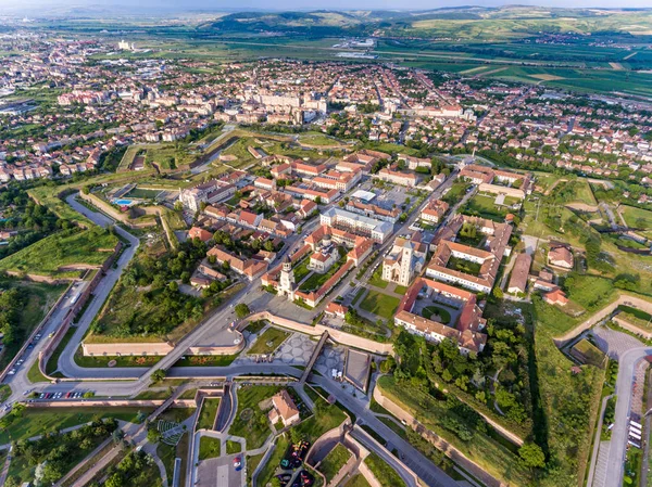 Aerial view of Alba Iulia - Alba Carolina medieval fortress — Stock Photo, Image