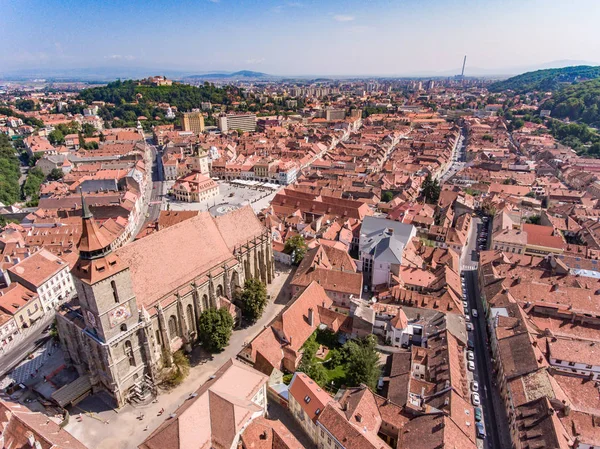 Brasov vista aérea do centro da cidade — Fotografia de Stock