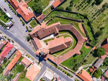 Sanp Köyü duvarlı kilise Sanpetru havadan görünümü