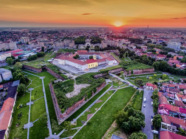 Oradea fortress at sunset aerial view — Stock Photo, Image