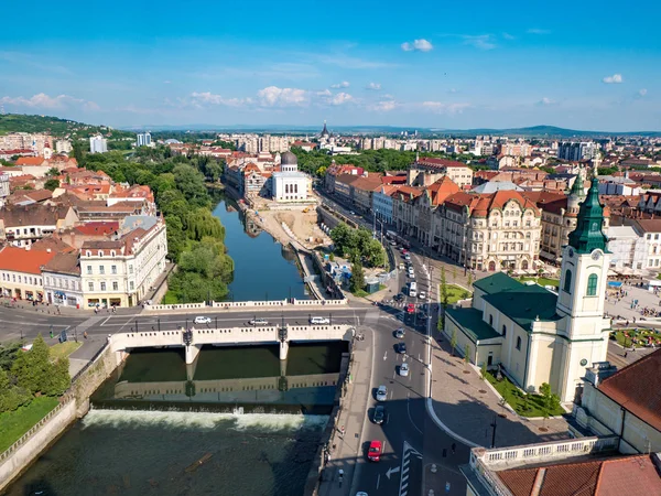 Vista aérea del centro de Oradea desde la torre del ayuntamiento — Foto de Stock