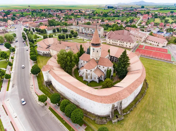 stock image Prejmer walled Church aerial view