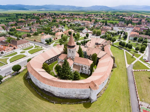 Vista aérea de la iglesia fortificada de Prejmer. Patrimonio mundial de la UNESCO — Foto de Stock