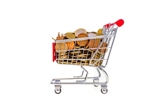 Shopping cart fullwith pieniądze — Zdjęcie stockowe