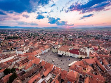 Günbatımı Sibiu, Transilvanya, Romanya