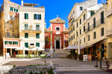 Corfu Town ana kare. Akdeniz'de Korfu Adası