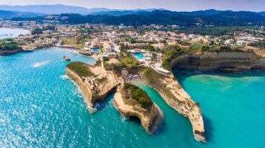 Canal D'Amour panorama in Sidari, Corfu island, Greece. Turqoise