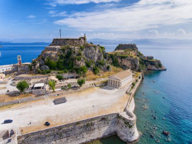 Corfu eski kale havadan görünümü. T yakınındaki eski Venedik Kalesi