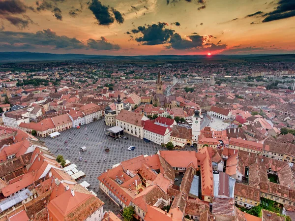 Vista aérea de Sibiu Roménia — Fotografia de Stock