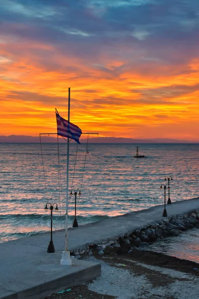 Sonnenaufgang in Paralia Katerini — Stockfoto