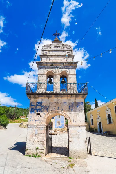 Old bell tower in traditional greek village on the island of Zak — Stock Photo, Image