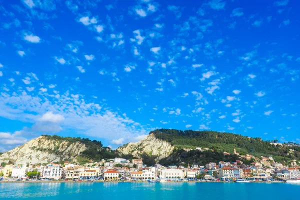 Zante town panorama from the sea. Sunny summer day on the island — Stock Photo, Image