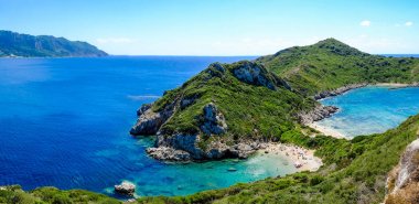 Porto Timoni, Corfu Island, Yunanistan en iyi plaj. Önemli 