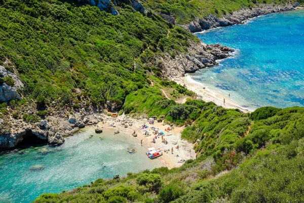 Porto timoni, der berühmteste und schönste Strand der Insel Korfu — Stockfoto