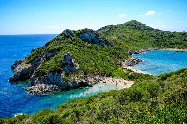 Den bästa stranden i Korfu, Porto Timoni. Viktig turist — Stockfoto
