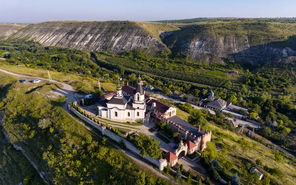 Puesta de sol en Orhei, República de Moldavia, Vista aérea — Foto de Stock