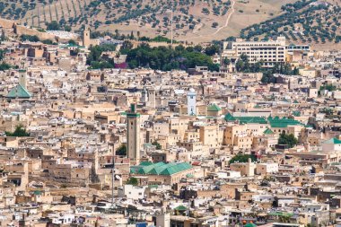 Fez - Fas geleneksel İslam mimarisinde. Panoramic vie