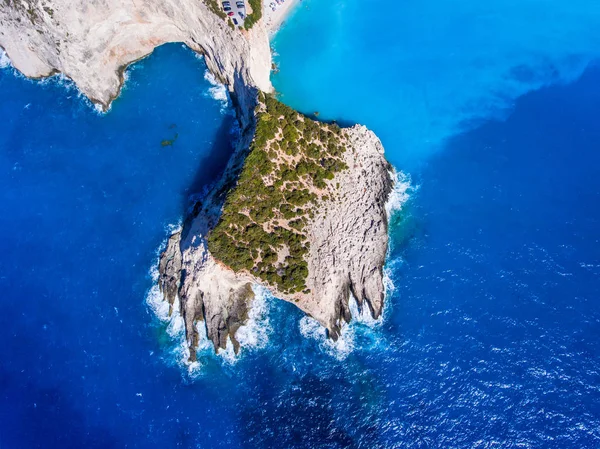 Porto Katsiki Lefkada Beach widziany z góry zdjęcie z lotu ptaka — Zdjęcie stockowe