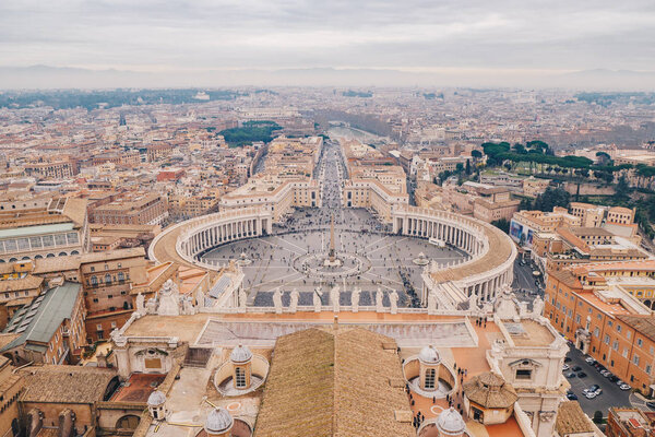Rome from above, panoramic shot from the Saint Peters Basilica dome