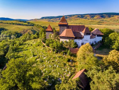 Viscri alkollü Ortaçağ Sakson kilisede Viscri Köyü,