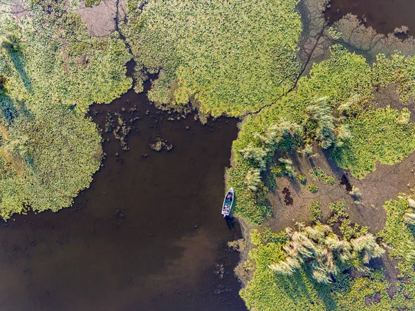 Duna-Delta felülről Panoráma kép (Delta Dunarii) cigány — Stock Fotó