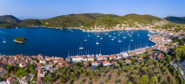 Vathy Ithaca Adası Yunanistan Hava Panoraması