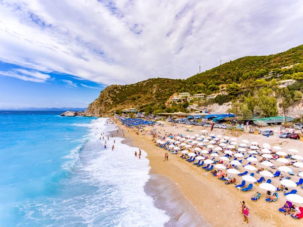 Kathisma Beach birds eye view in Lefkada Island, Grécia — Fotografia de Stock