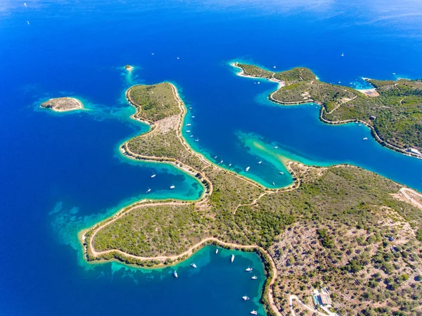 Meganisi insel griechenland Luftaufnahme der Küste und des Meeres — Stockfoto