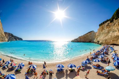 Porto Katsiki Beach Lefkada Adası, Yunanistan. HDR görüntü
